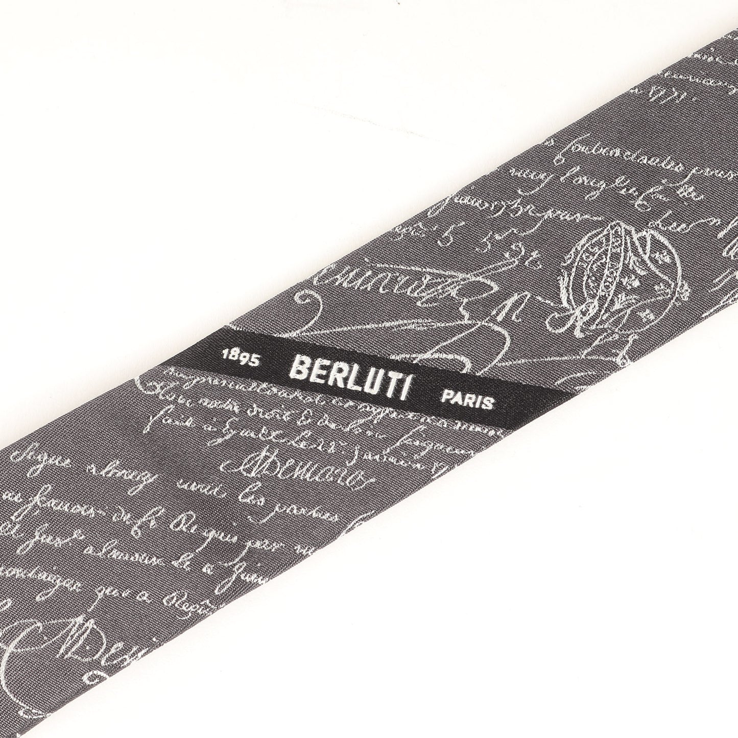 [近年モデル] スクリット シルク ネクタイ / イタリア製 カリグラフィー