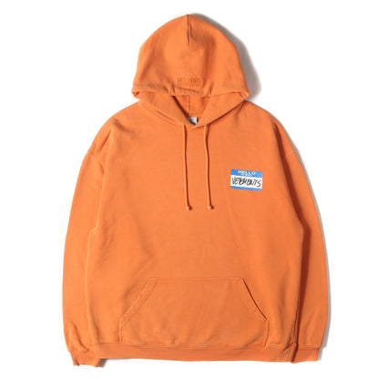 自己紹介シール プリント オーバーサイズ スウェットパーカー (Hello my name is Hoodie)