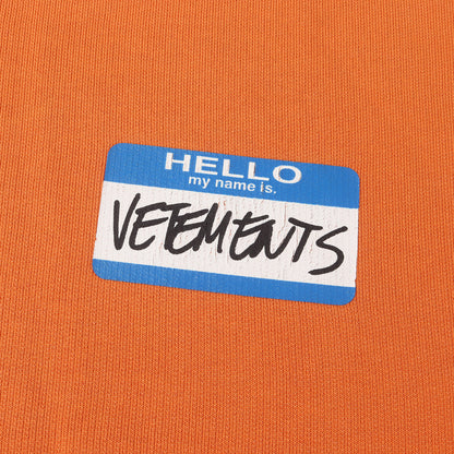 自己紹介シール プリント オーバーサイズ スウェットパーカー (Hello my name is Hoodie)