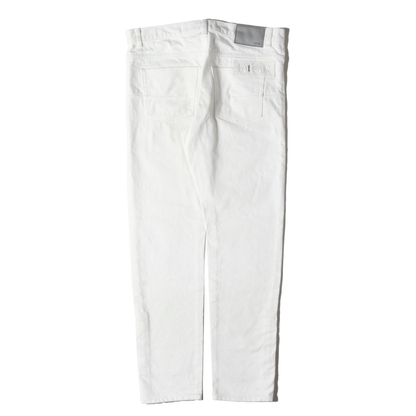 21AW ×Sacai コラボロゴワッペン 裾スナップボタン ホワイト スリム デニムパンツ 213D007AY508