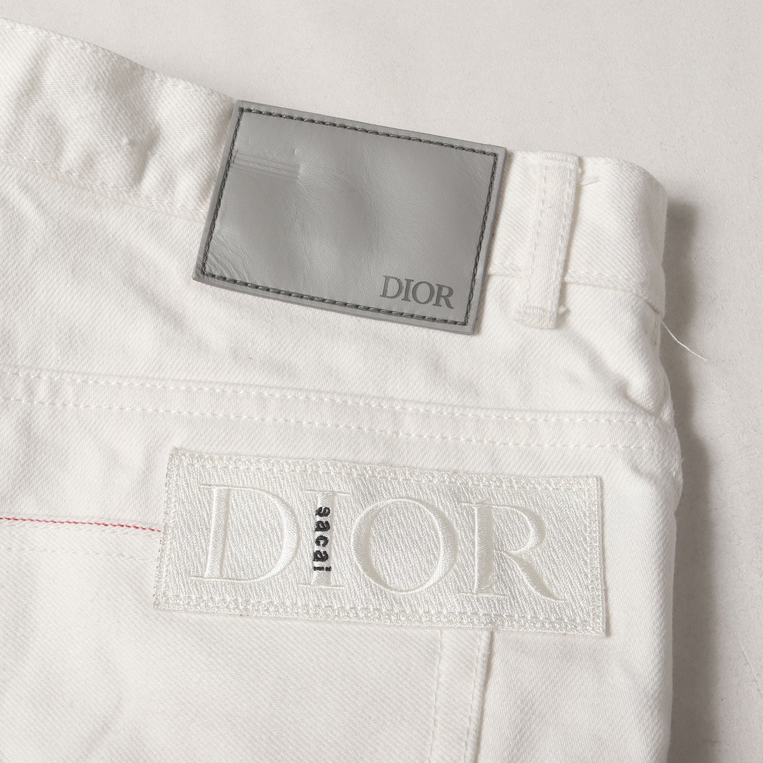 21AW ×Sacai コラボロゴワッペン 裾スナップボタン ホワイト スリム