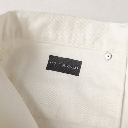 21AW ×Sacai コラボロゴワッペン 裾スナップボタン ホワイト スリム デニムパンツ 213D007AY508