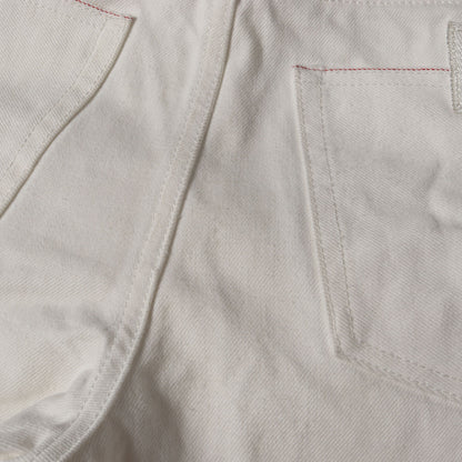 21AW ×Sacai コラボロゴワッペン 裾スナップボタン ホワイト スリム デニムパンツ 213D007AY508