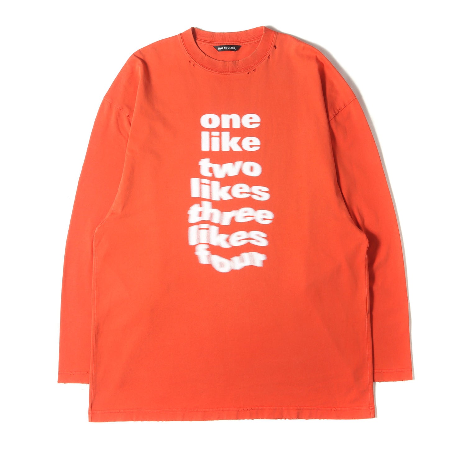 デストロイ加工 メッセージロゴ オーバーサイズ ロングスリーブ Ｔシャツ