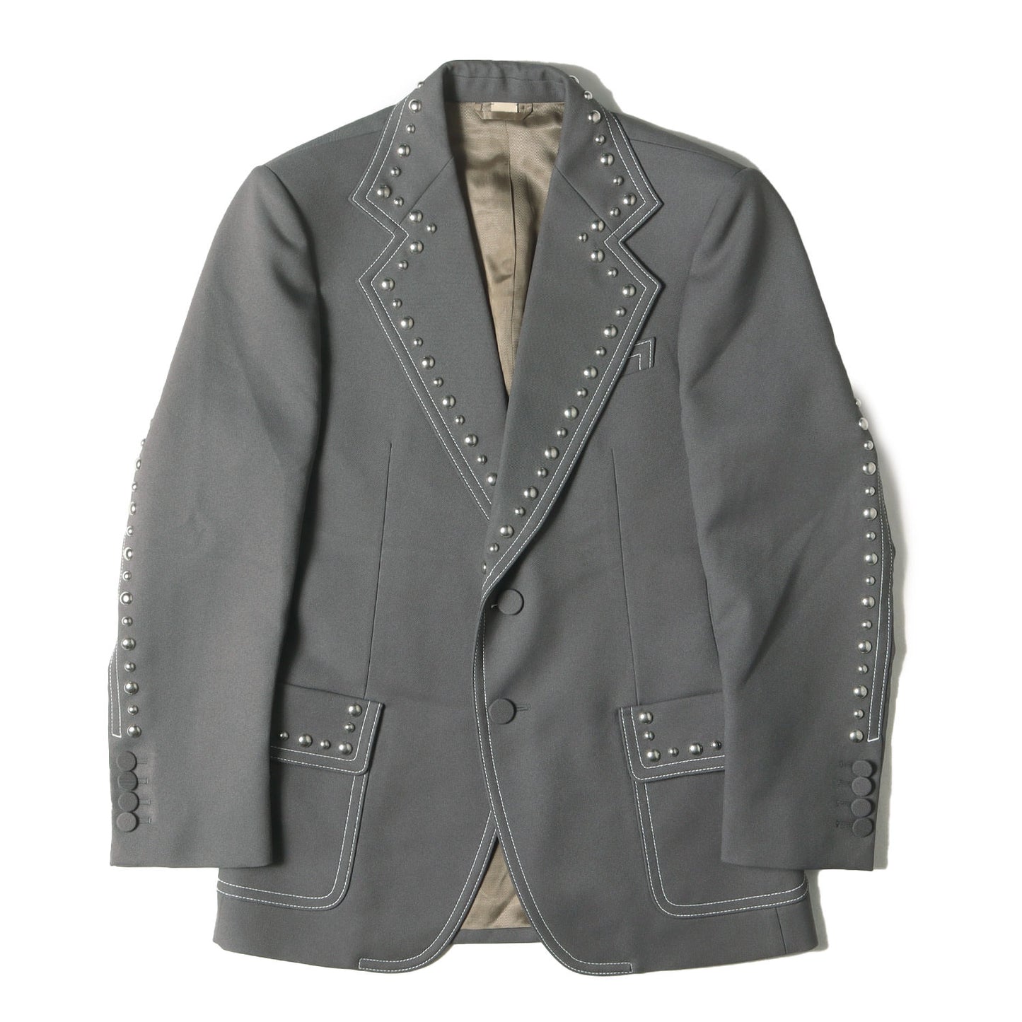 スタッズ付き ポリツイル 2B テーラード ジャケット (Fluid Drill Studded Jacket) 710897 ZAKGX