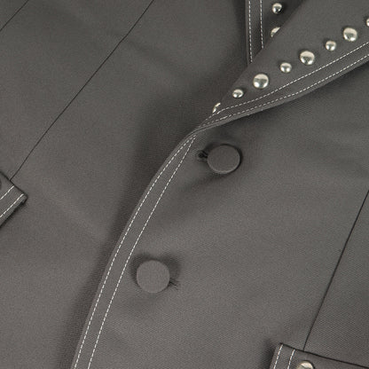 スタッズ付き ポリツイル 2B テーラード ジャケット (Fluid Drill Studded Jacket) 710897 ZAKGX