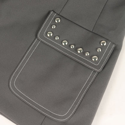 スタッズ付き ポリツイル 2B テーラード ジャケット (Fluid Drill Studded Jacket) 710897 ZAKGX