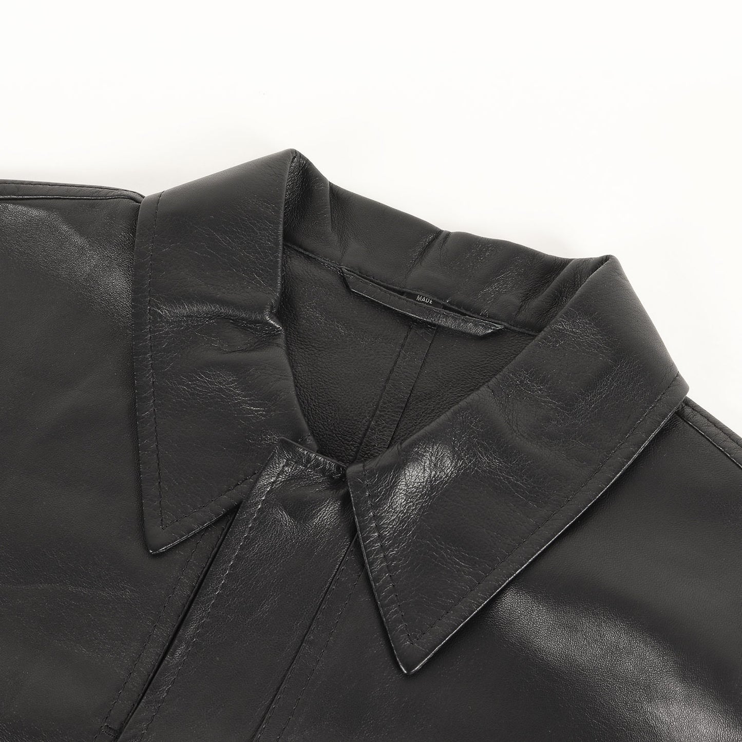 シープスキンレザー スナップボタン シャツジャケット