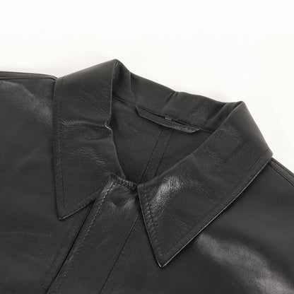 シープスキンレザー スナップボタン シャツジャケット