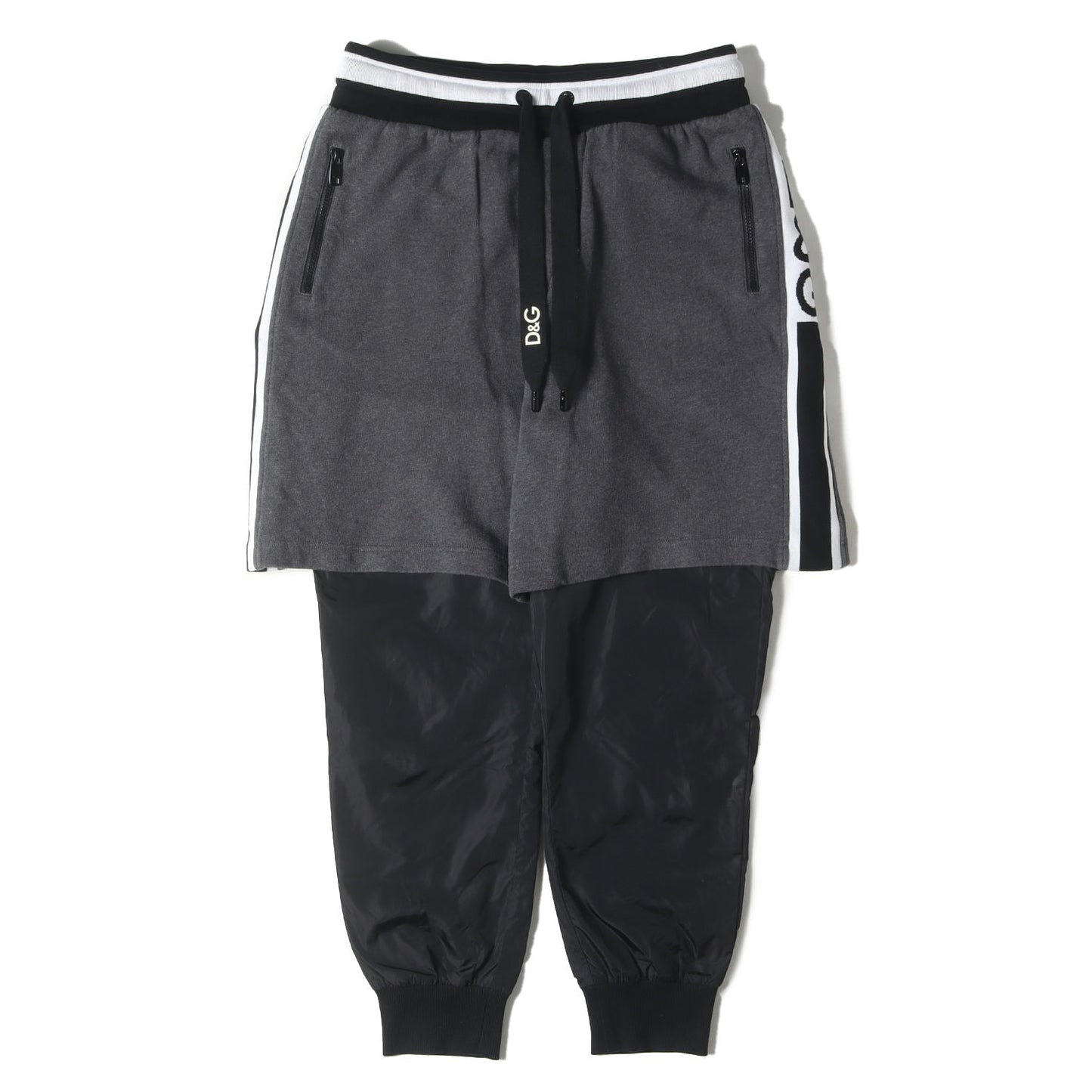 2WAY サイドロゴテープ スウェットショーツ レイヤード ナイロン ジョガー パンツ