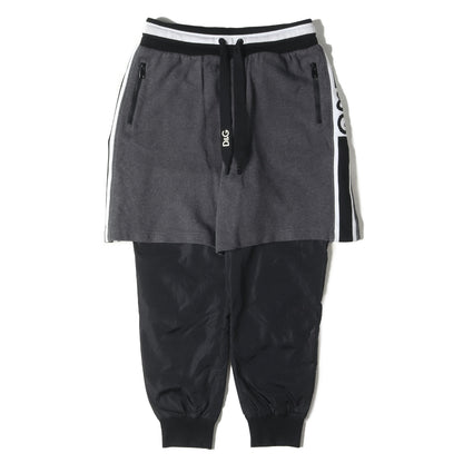 2WAY サイドロゴテープ スウェットショーツ レイヤード ナイロン ジョガー パンツ