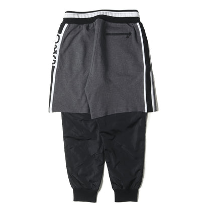 2WAY サイドロゴテープ スウェットショーツ レイヤード ナイロン ジョガー パンツ