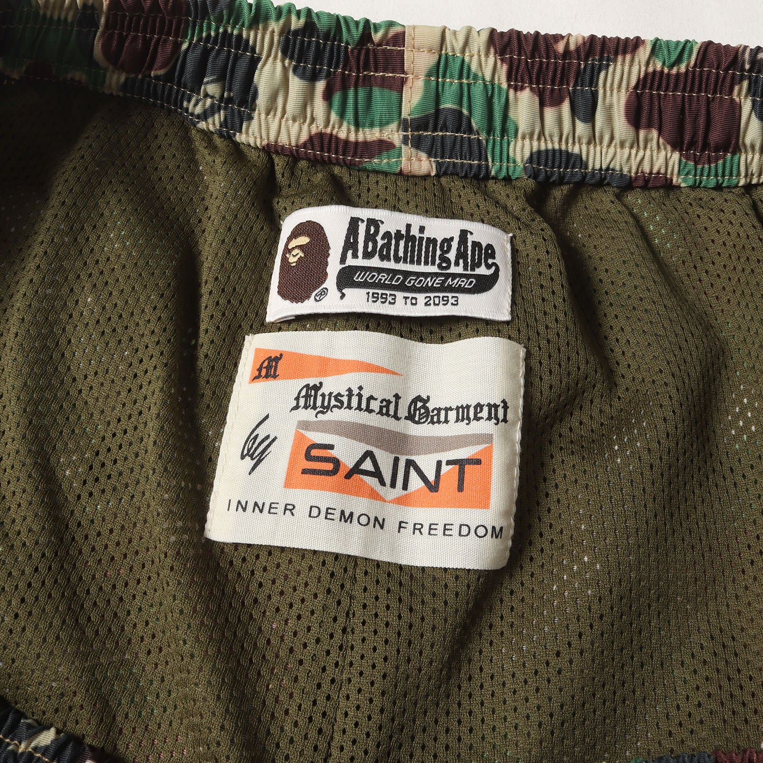 24SS ×A BATHING APE 30周年記念 猿迷彩 ナイロン トラック パンツ