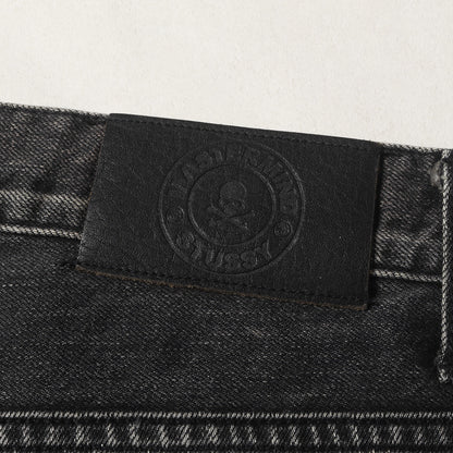 ×mastermind JAPAN ヴィンテージ加工 SSリンク スカルロゴ刺繡 ブラック スリム デニムパンツ