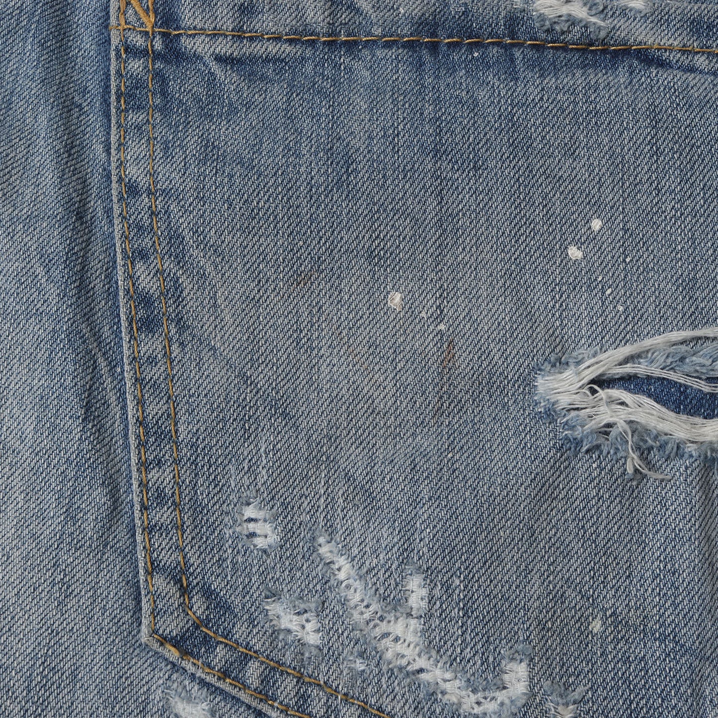 クラッシュリペア加工 テーパード デニムパンツ (LIGHT PIRANHA WASH SEXY TWIST) S71LB0627 S30309