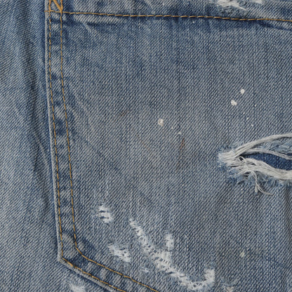 クラッシュリペア加工 テーパード デニムパンツ (LIGHT PIRANHA WASH SEXY TWIST) S71LB0627 S30309