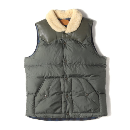襟ムートン カウレザー ヨーク ナイロン ダウンベスト 0294AV03