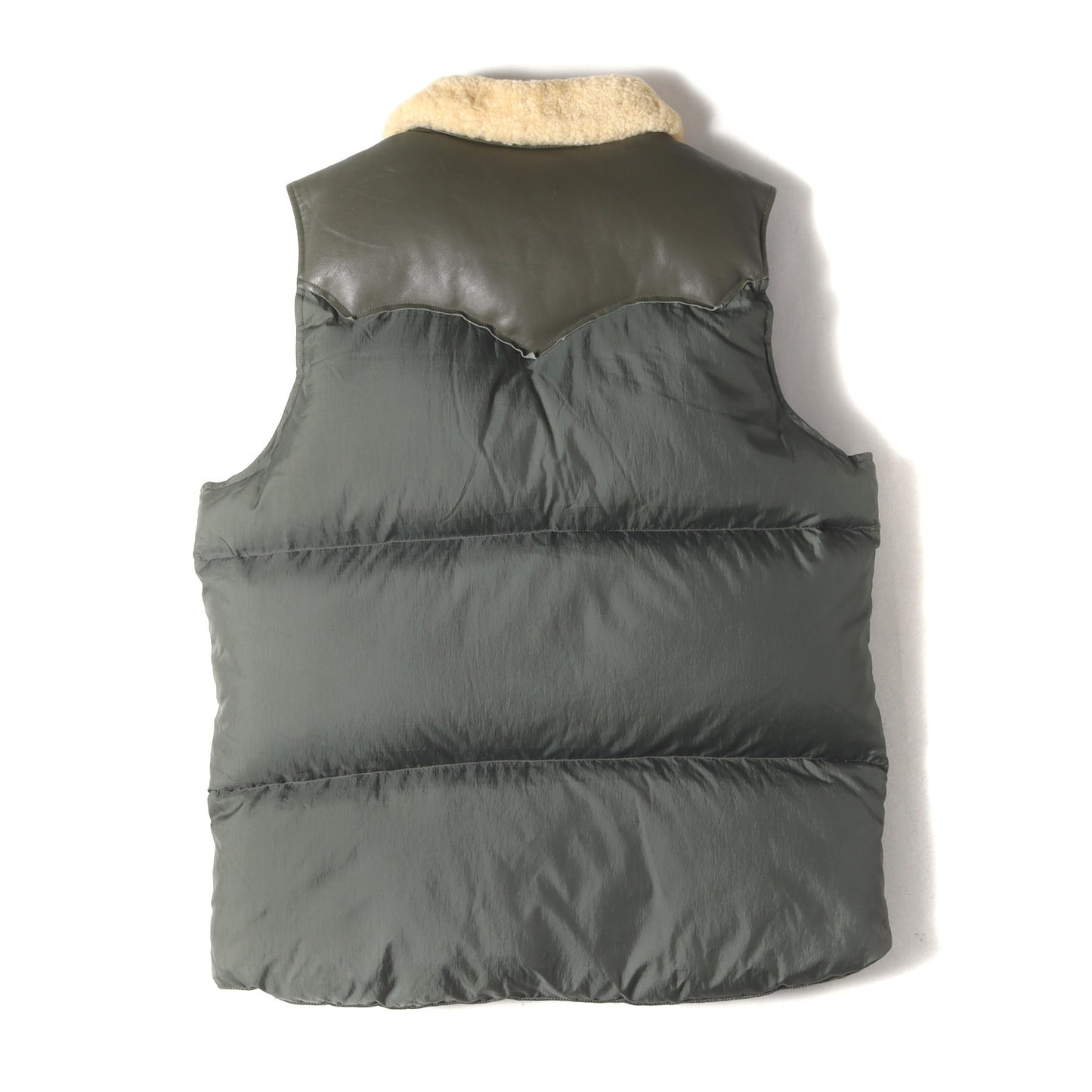 襟ムートン カウレザー ヨーク ナイロン ダウンベスト 0294AV03