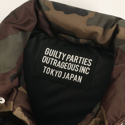 カモフラージュ柄 スナップボタン ダウンベスト