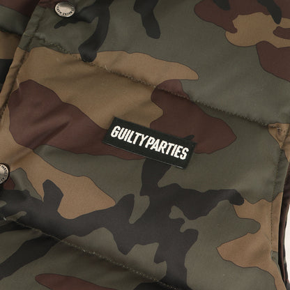 カモフラージュ柄 スナップボタン ダウンベスト