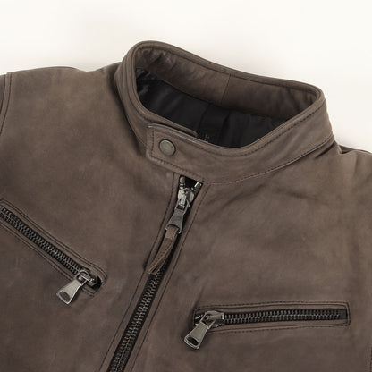 中綿入り シープスキンレザー シングル ライダース ジャケット