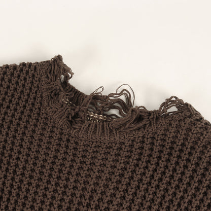 クラッシュ加工 バックロゴ オーバーサイズ コットン ニット (CTLS CRASHKNIT)