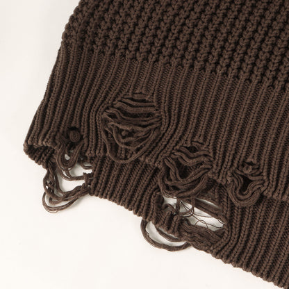 クラッシュ加工 バックロゴ オーバーサイズ コットン ニット (CTLS CRASHKNIT)