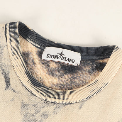 コンパスパッチ付き 染色 ブリーチ加工 クルーネック スウェット (HAND CORROSION SWEATSHIRT)
