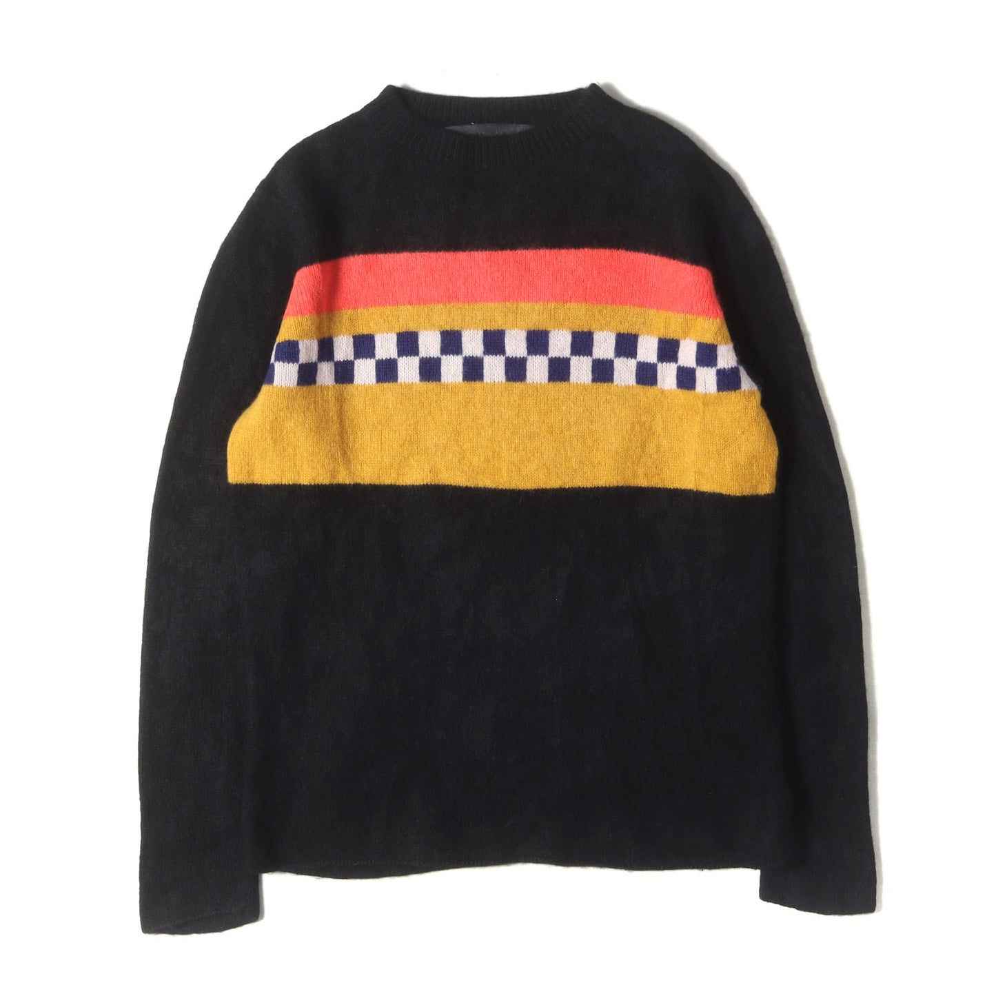 チェッカーライン カシミヤ モックネック ニット