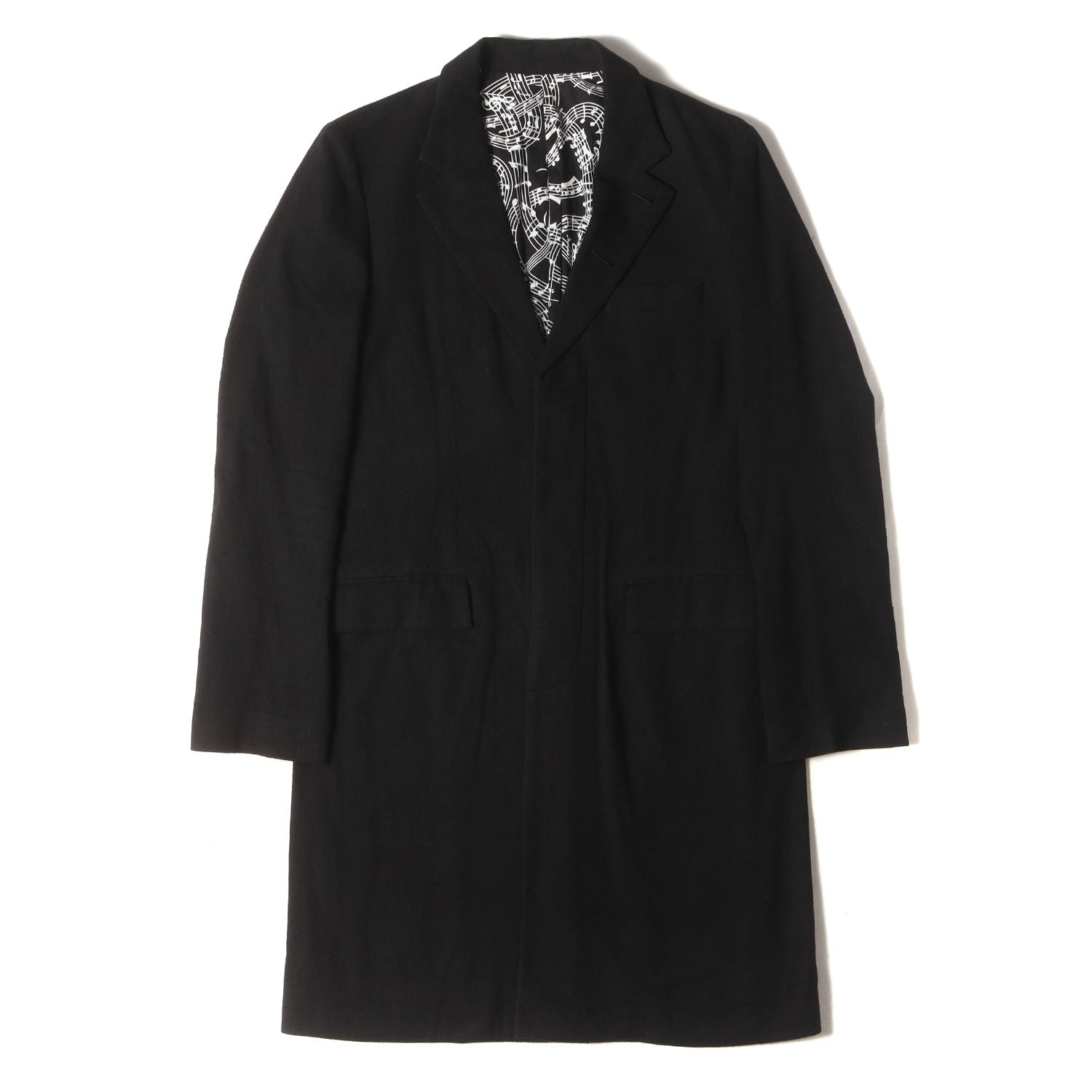 07SS About A Boy期 音符柄 コットン/シルク チェスター コート