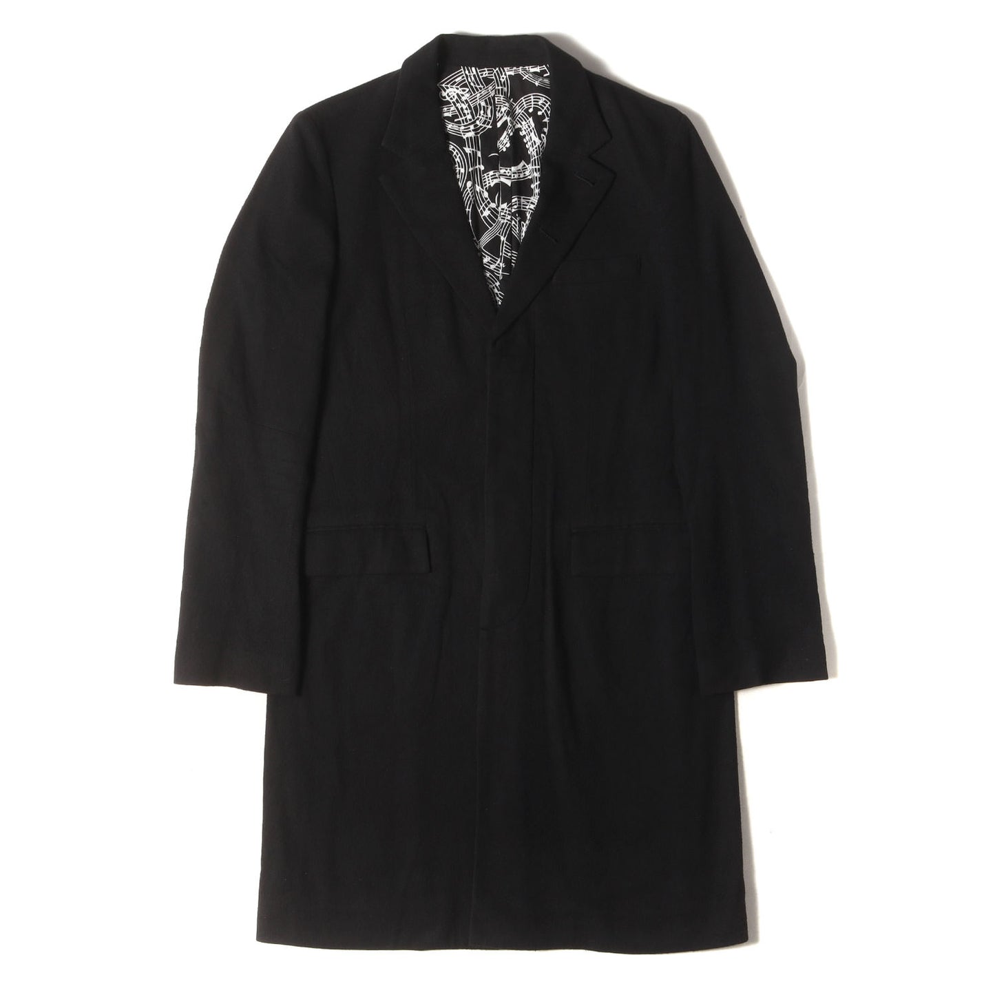 07SS About A Boy期 音符柄 コットン/シルク チェスター コート