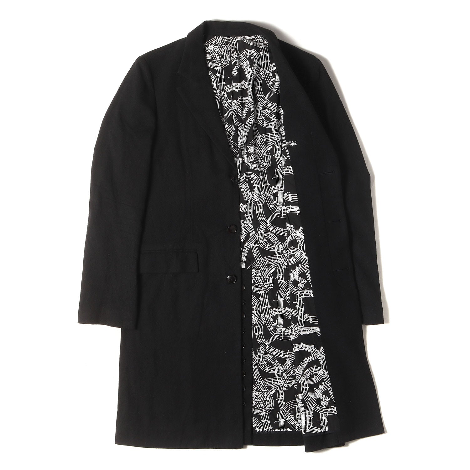 07SS About A Boy期 音符柄 コットン/シルク チェスター コート