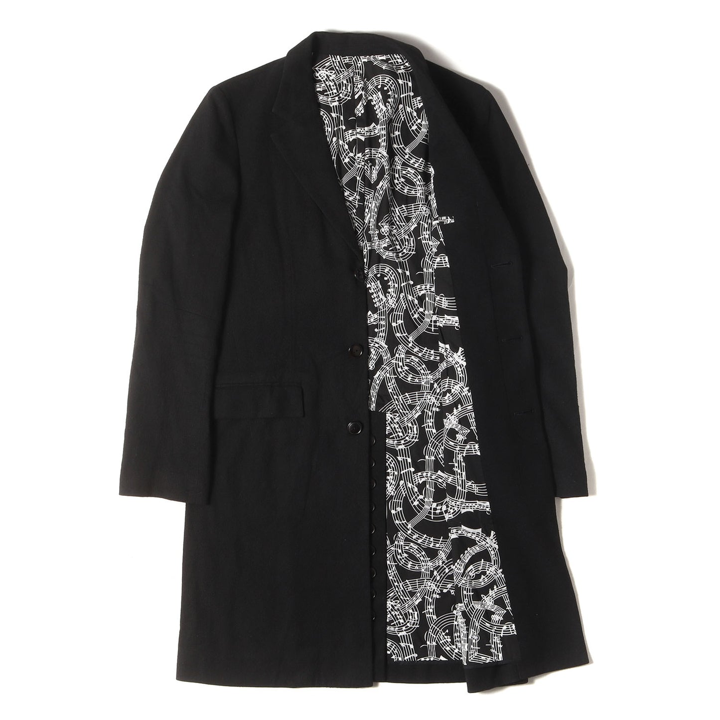 07SS About A Boy期 音符柄 コットン/シルク チェスター コート