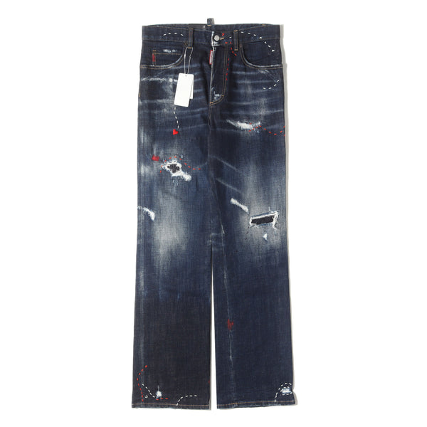 ダメージリペア加工 ペイント ステッチ カスタム デニムパンツ (ROADIE
