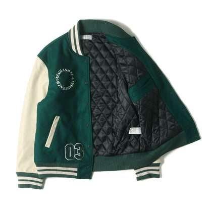 3周年記念 サガラワッペン 袖レザー メルトンウール スタジャン (BEYOUTH Varsity Jacket)