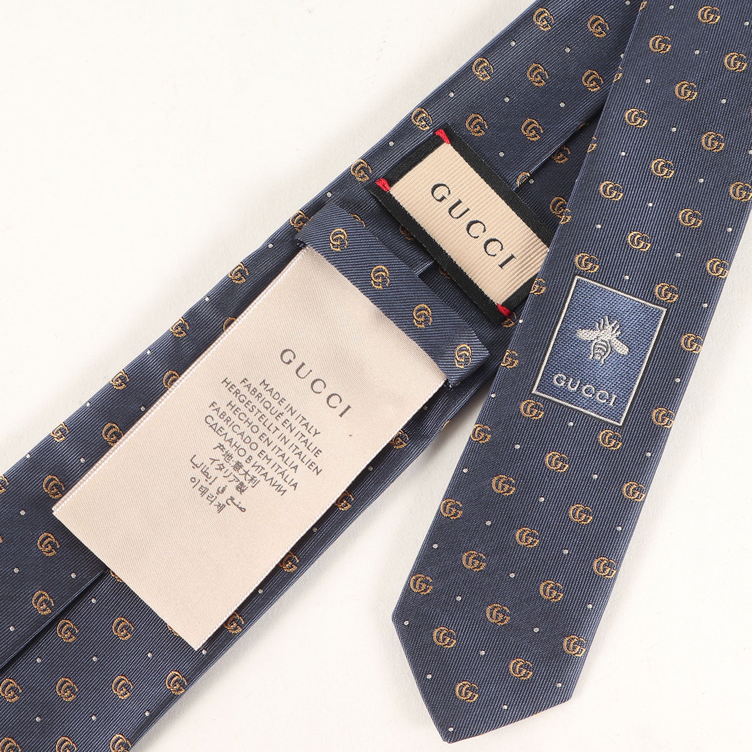 近年モデル] GGモノグラム ポルカドット シルク ネクタイ イタリア製