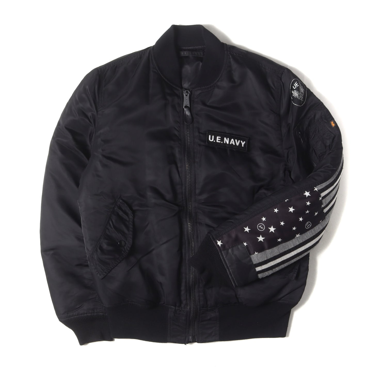 ×ALPHA 袖ニットカスタム リバーシブル ナイロン MA-1 フライトジャケット (ALPHA REVERSIBLE MA-1)