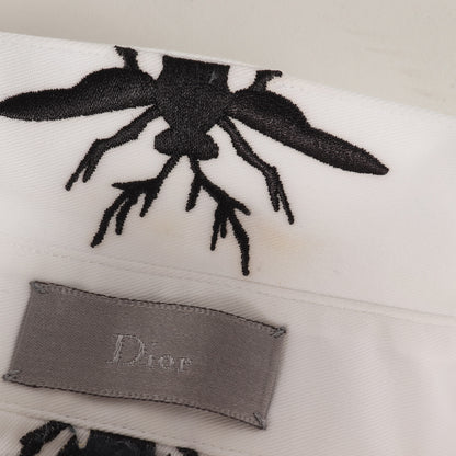 Bee 刺繍 比翼ボタン ドレスシャツ