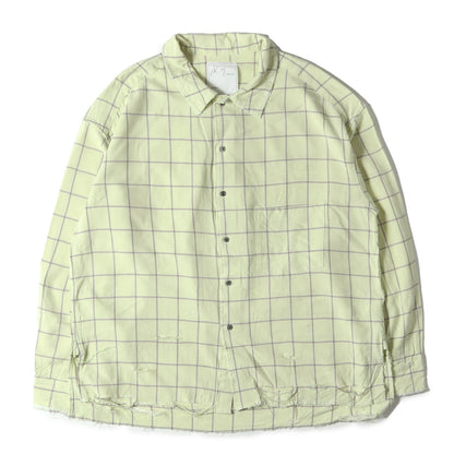24SS クラッシュ加工 チェック レーヨン ボタン シャツ (RAYON CHECK CRASH LS SHIRT)