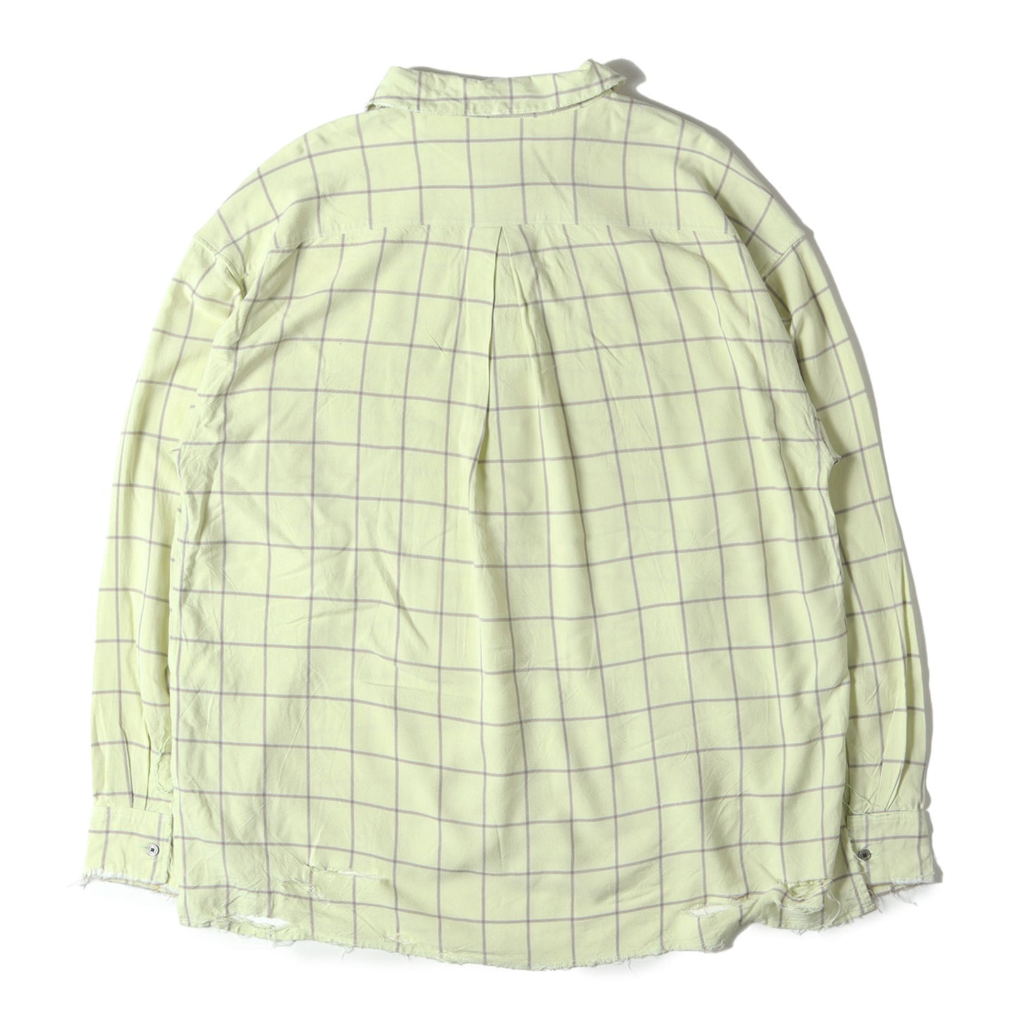 24SS クラッシュ加工 チェック レーヨン ボタン シャツ (RAYON CHECK CRASH LS SHIRT)