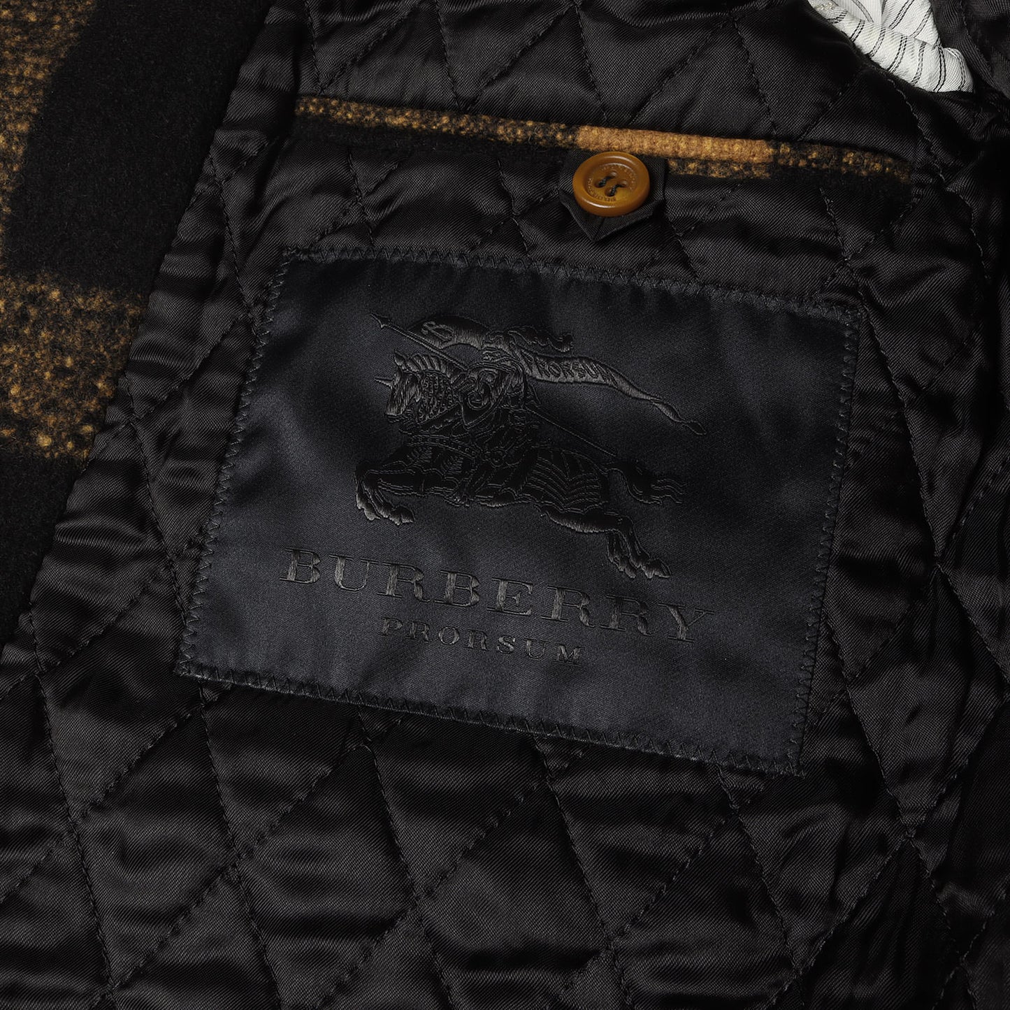 スタンドカラー チェック メルトンウール ボタン コート Burberry Prorsum