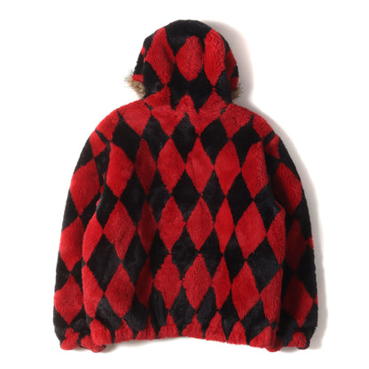 18AW ダイヤモンドパターン フェイクファー フルジップ フーデッド ジャケット (Diamond Faux Fur Jacket)