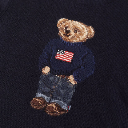 [希少 カシミヤ100%] 星条旗 ポロベア クルーネック カシミヤ ニット / PURPLE LABEL パープルレーベル