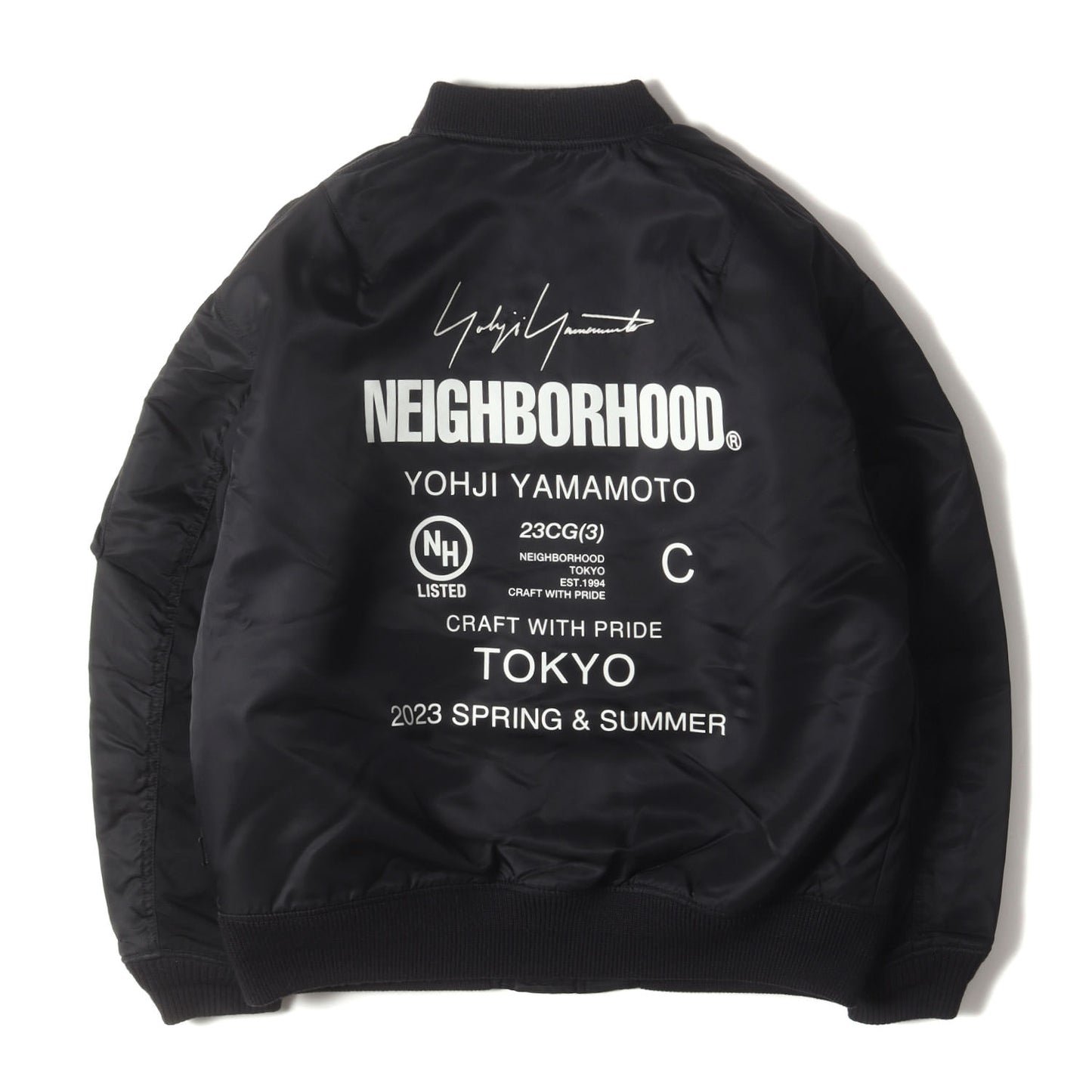 23SS ×Yohji Yamamoto POUR HOMME バックロゴ MA-1 ナイロン フライトジャケット (YN.MA-1 JACKET.NY)