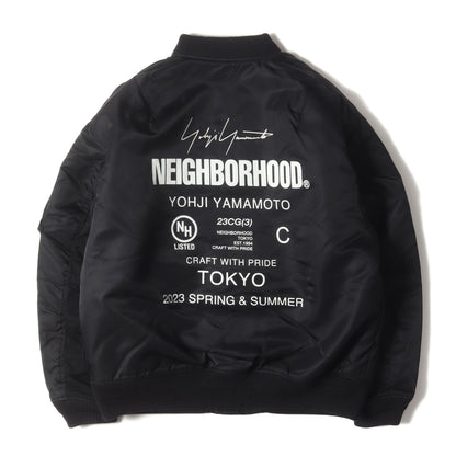 23SS ×Yohji Yamamoto POUR HOMME バックロゴ MA-1 ナイロン フライトジャケット (YN.MA-1 JACKET.NY)