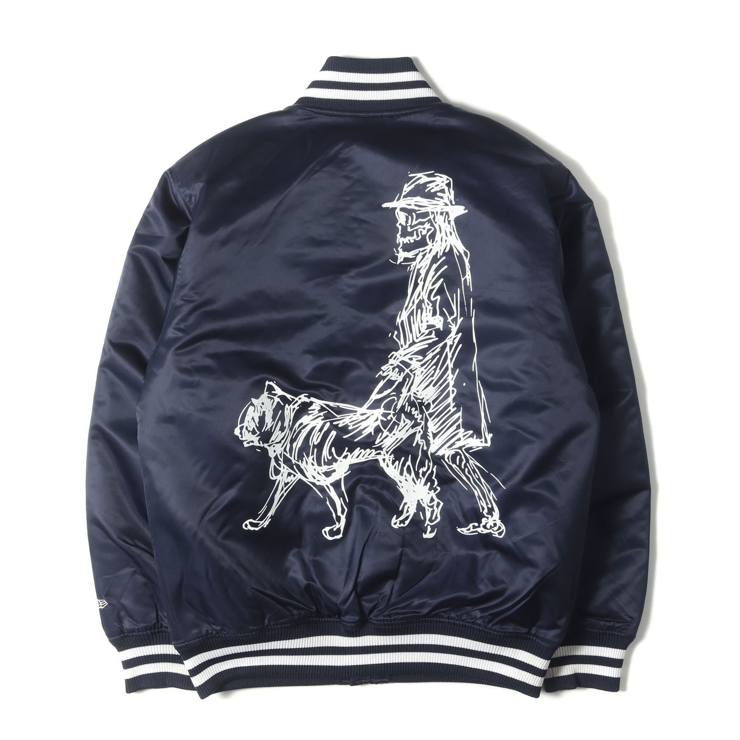 ×NEW ERA バックイラスト ナイロン サテン スタジャン (NYLON VIRSITY JKT)