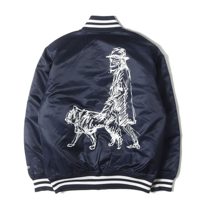 ×NEW ERA バックイラスト ナイロン サテン スタジャン (NYLON VIRSITY JKT)