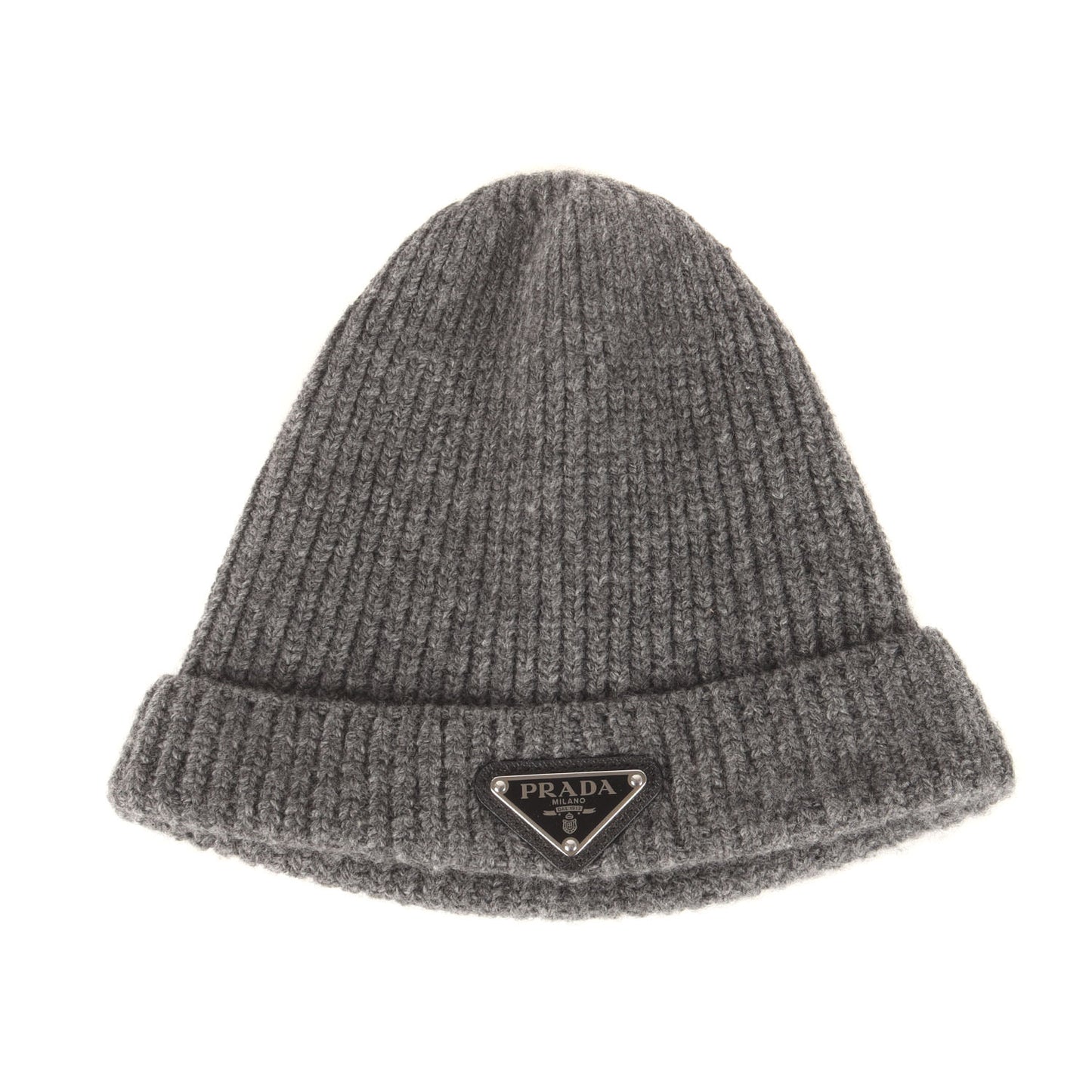 24AW トライアングルロゴプレート付き カシミヤウール ニット ビーニー (Wool cashmere Knit Beanie)