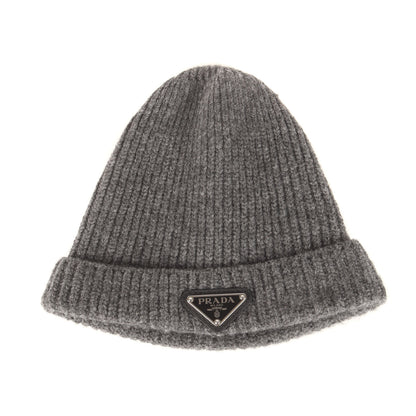 24AW トライアングルロゴプレート付き カシミヤウール ニット ビーニー (Wool cashmere Knit Beanie)