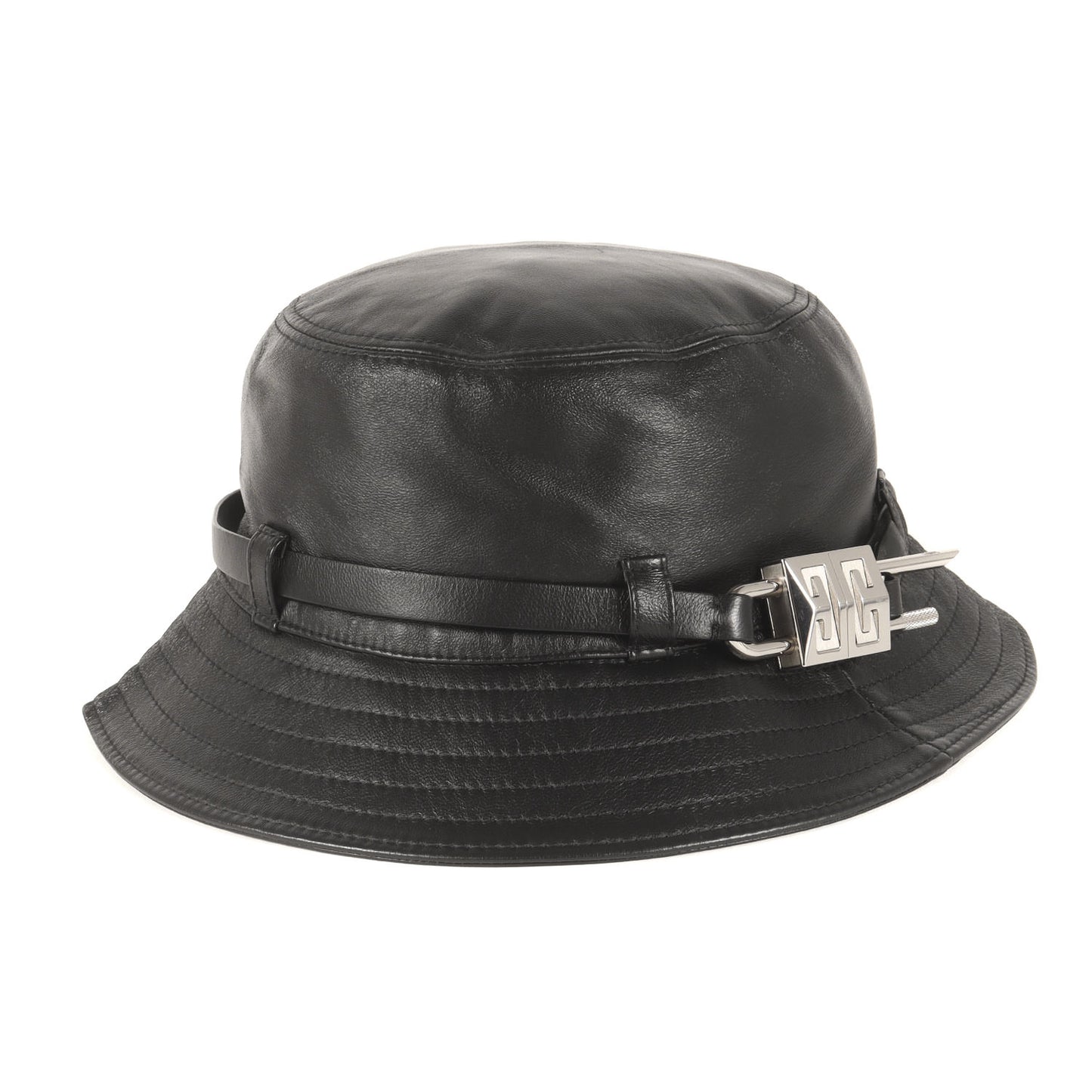 南京錠付き ラムレザー バケット ハット (Padlock Embellished Bucket Hat)